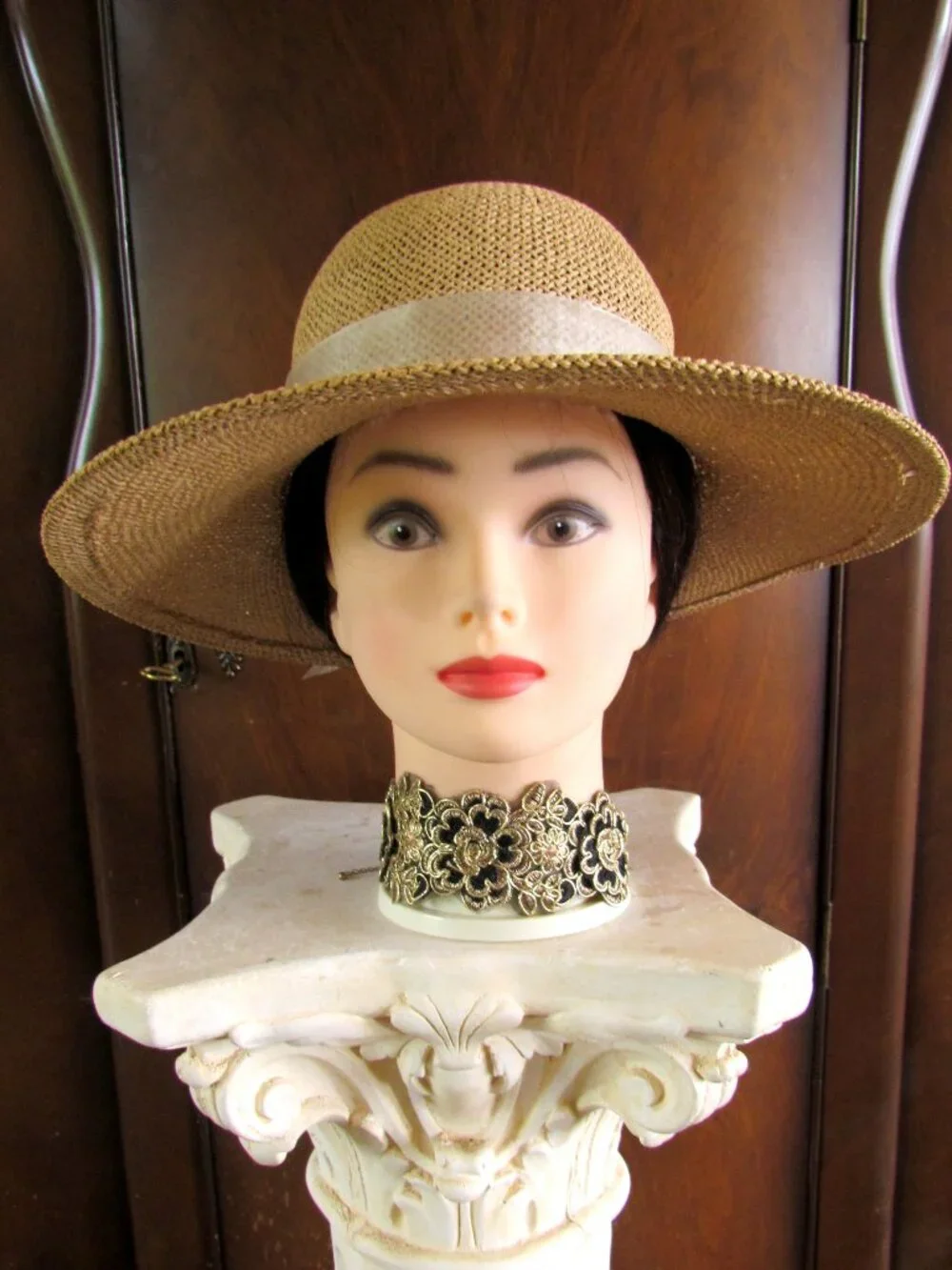LADY'S STRAW HAT, PRETTY with BOW, 21 5/8" SMALL, LIGHT & AIRY for SUMMER - Picture 3 of 6